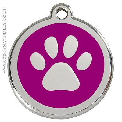 Purple Paw Print Dog ID Tags (3x sizes)